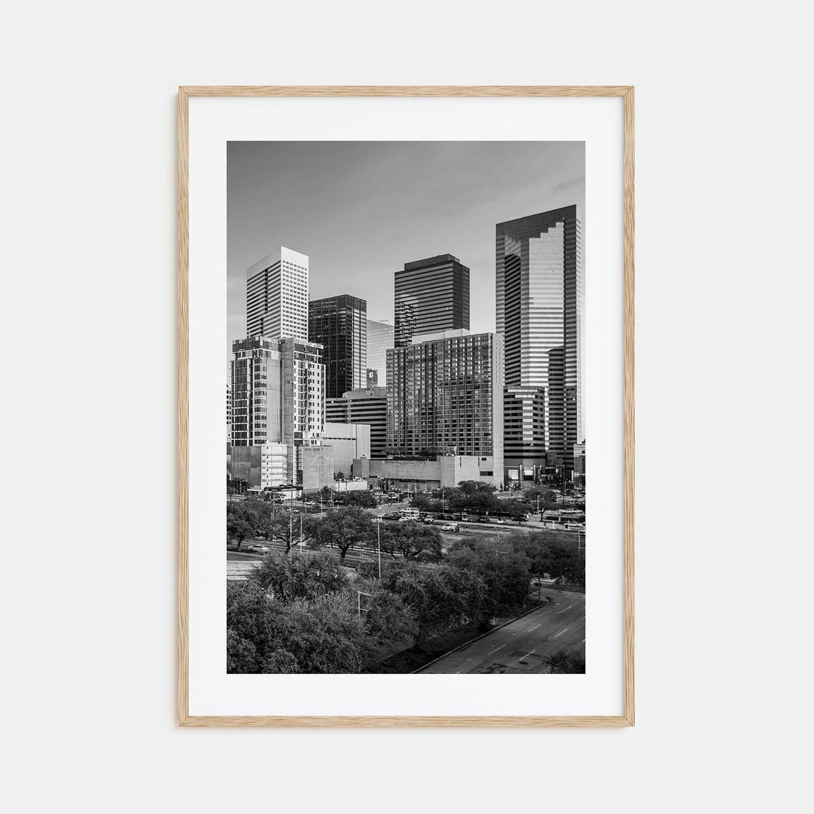Downtown Skyscraper Cluster Towers Black and White Skyline Poster