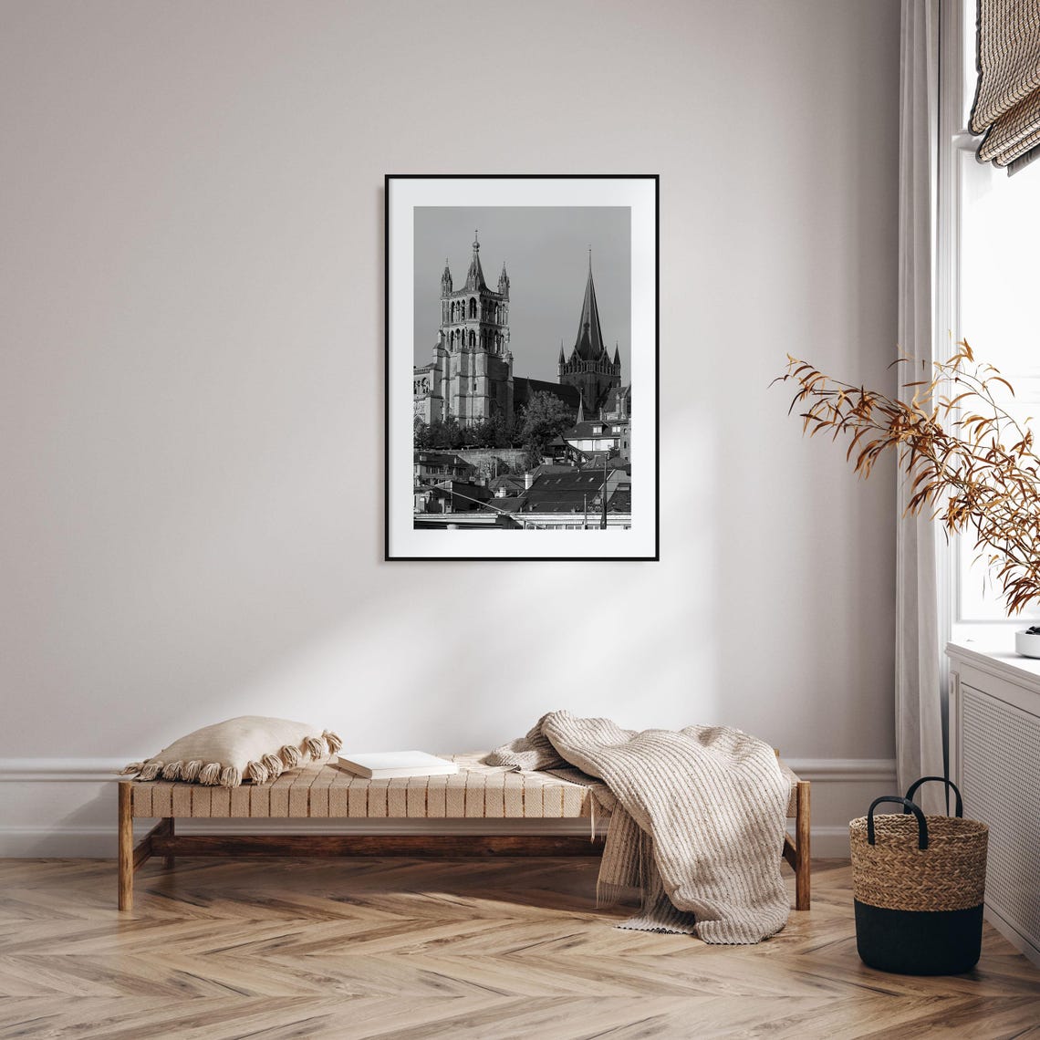 Lausanne Photo Poster Print Lausanne Black And White Wall Art Lausanne Wall Photography Lausanne Travel Lausanne Map Poster - Image 2