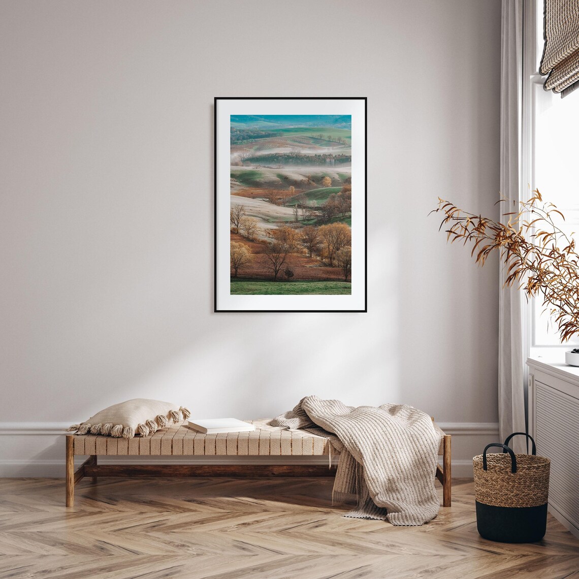 Illinois Rolling Autumn Hills Morning Fog Landscape Photo Poster - Image 2