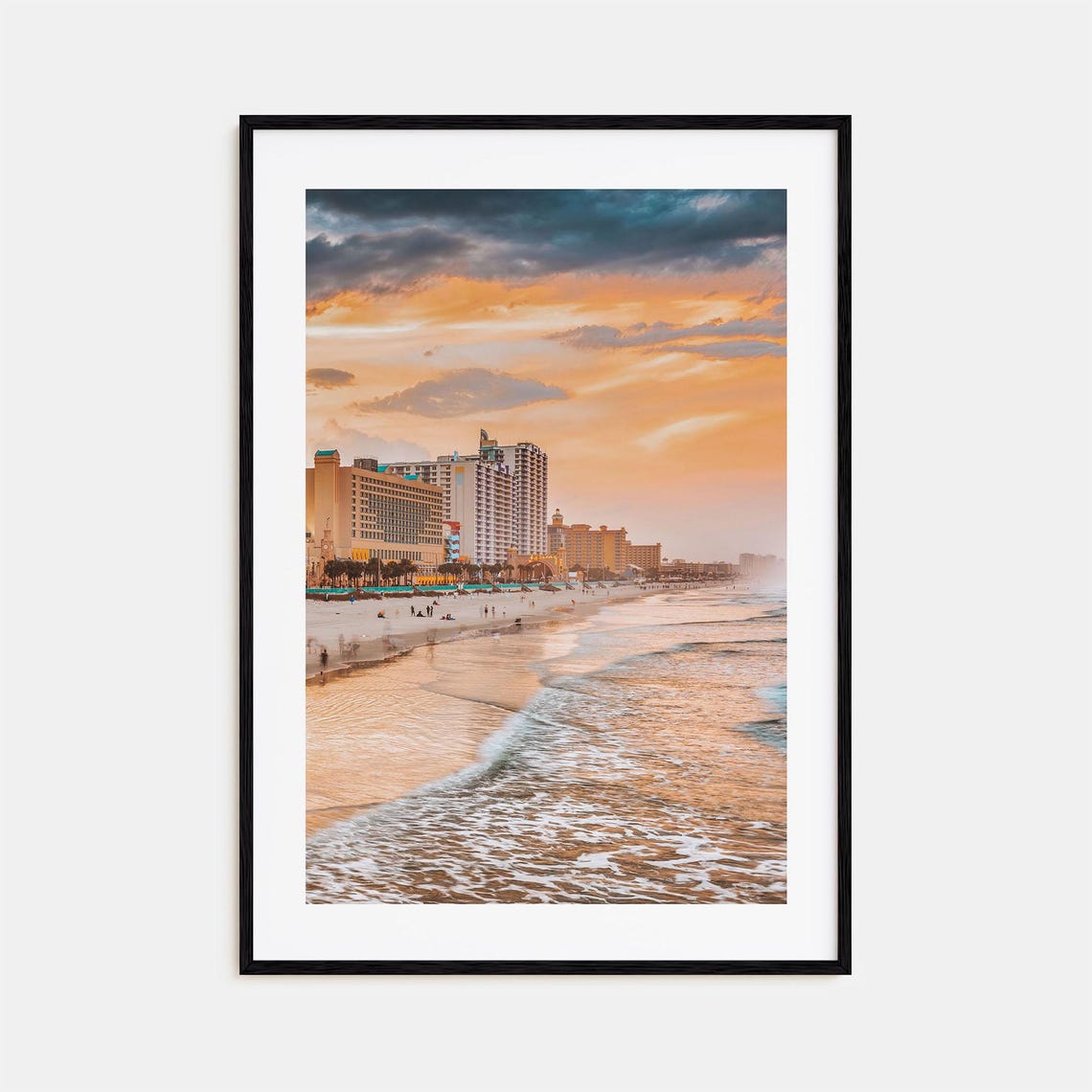 Daytona Beach Sunset Skyline Ocean Colorful Photography Poster