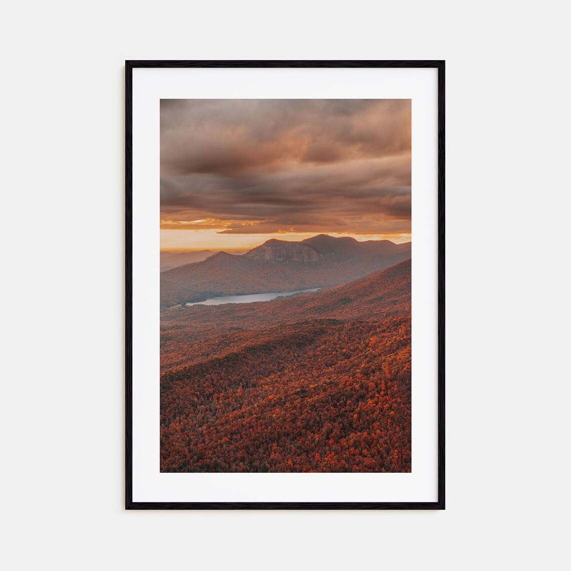 South Carolina Blue Ridge Autumn Mountain Vista at Fiery Sunset Poster
