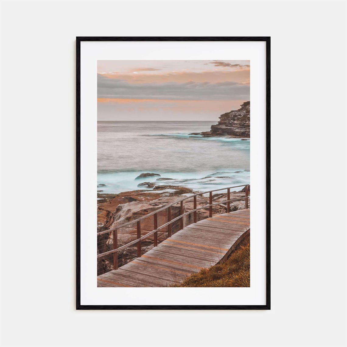 Coogee Beach Coastal Boardwalk Sunset Ocean Rocks Australia Poster