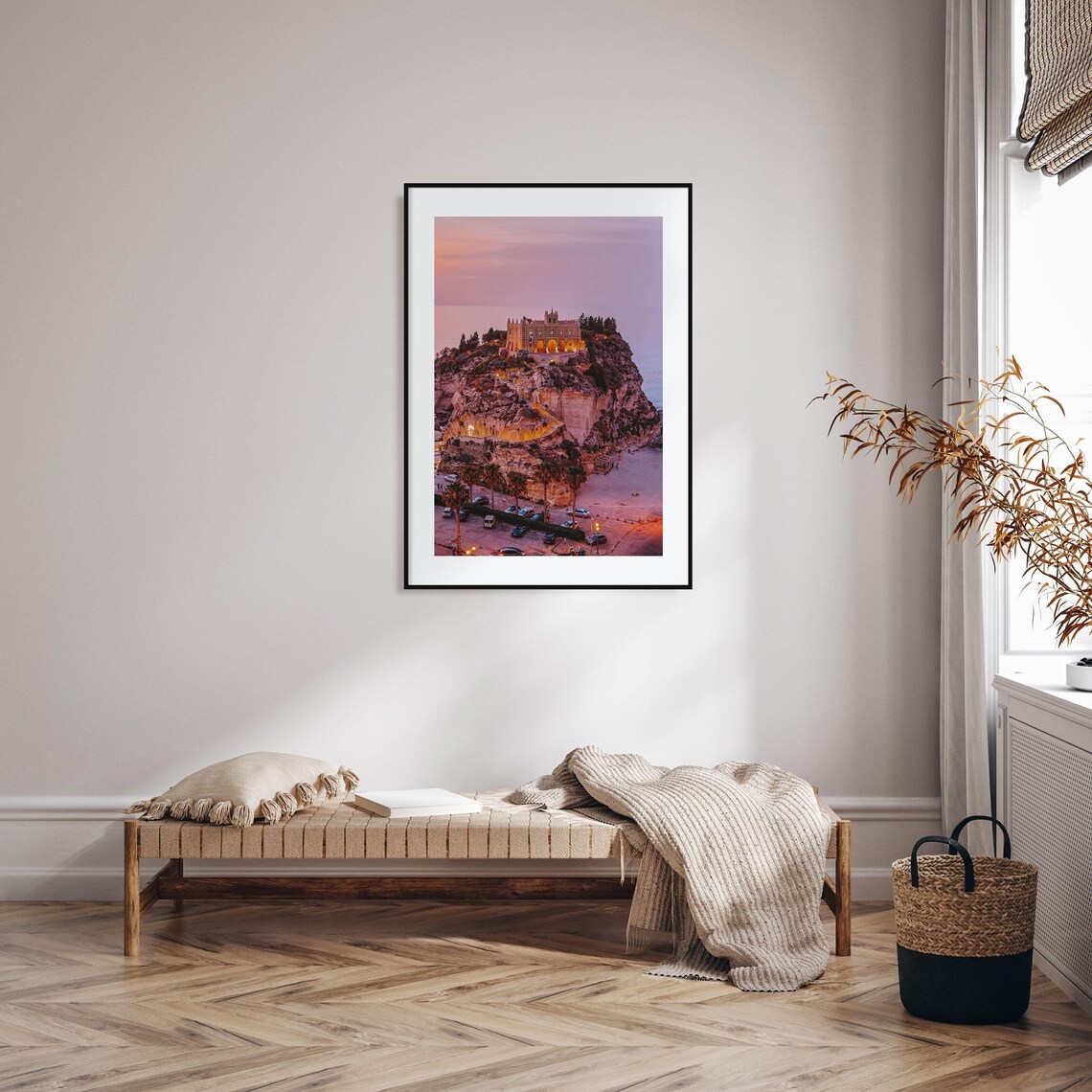 Tropea Calabria Cliff Sanctuary Glowing at Dusk Over the Sea Poster - Image 2