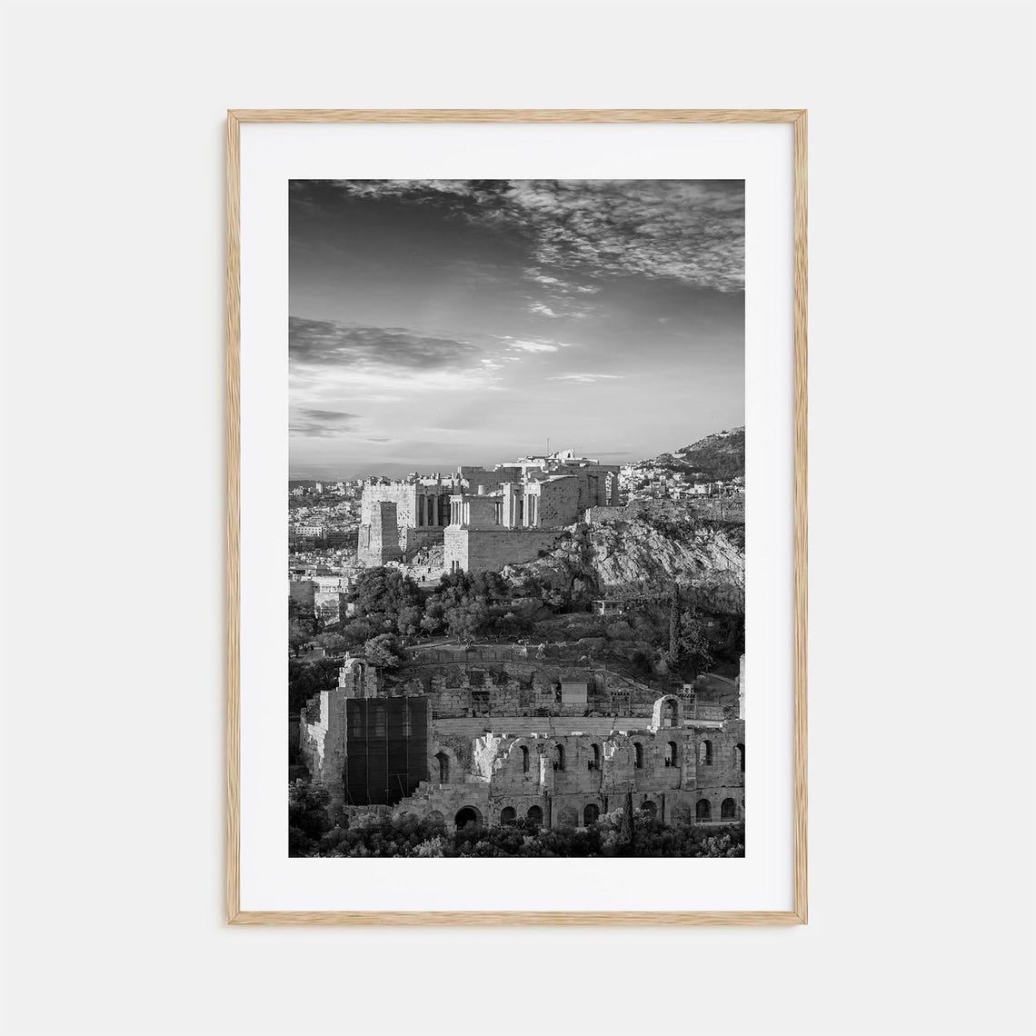 Athens Acropolis Parthenon Black And White Greece Ruins Poster