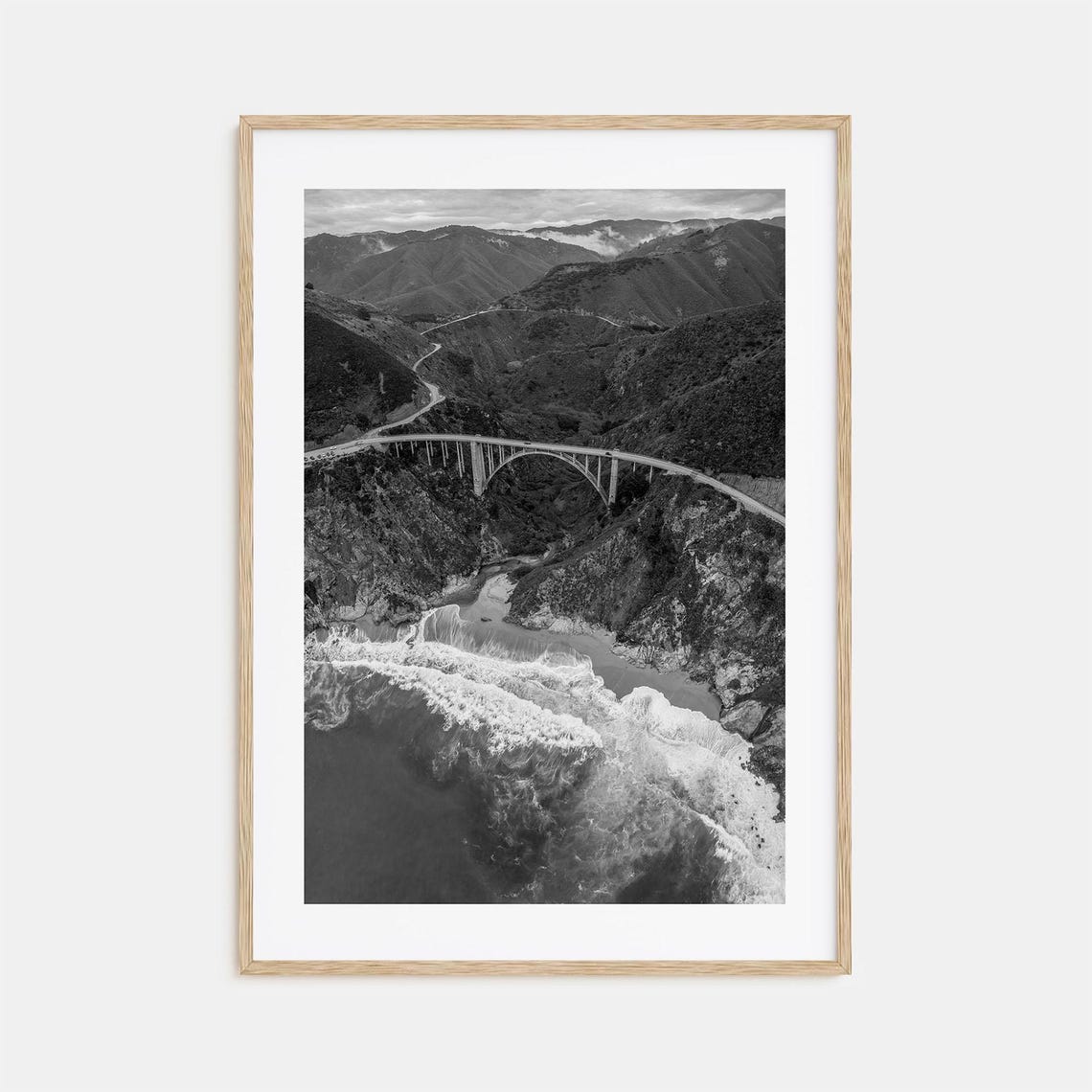 Big Sur Bixby Creek Bridge Black And White California Coast Poster