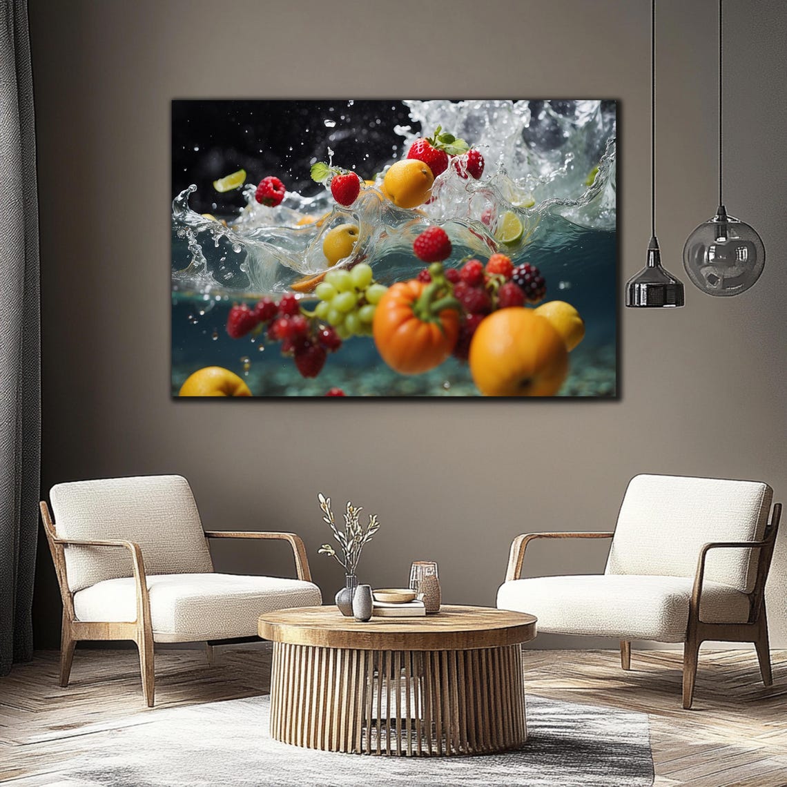 Mixed Fruits Water Splash Strawberries Oranges Grapes Fresh Poster - Image 4