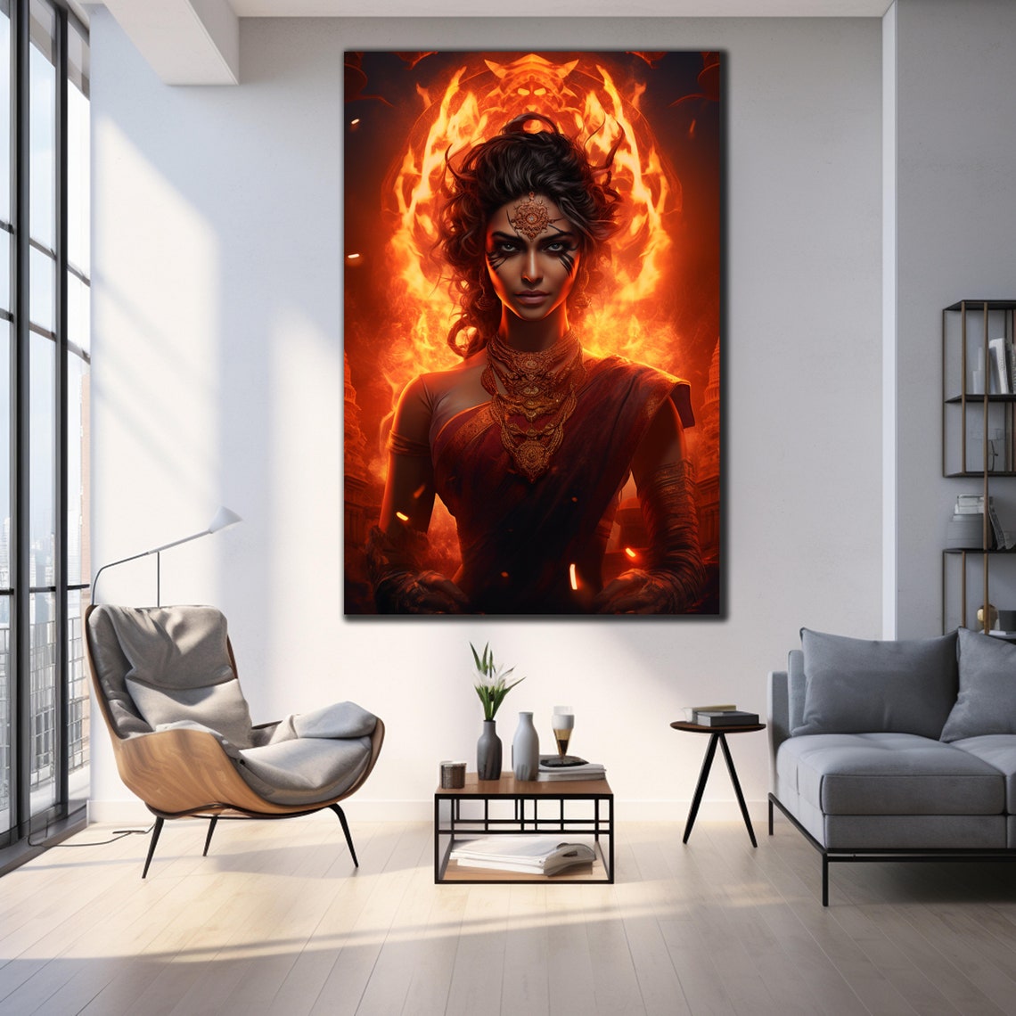 Fire Goddess Shakti Divine Feminine Flames Indian Mythology Art Poster - Image 3
