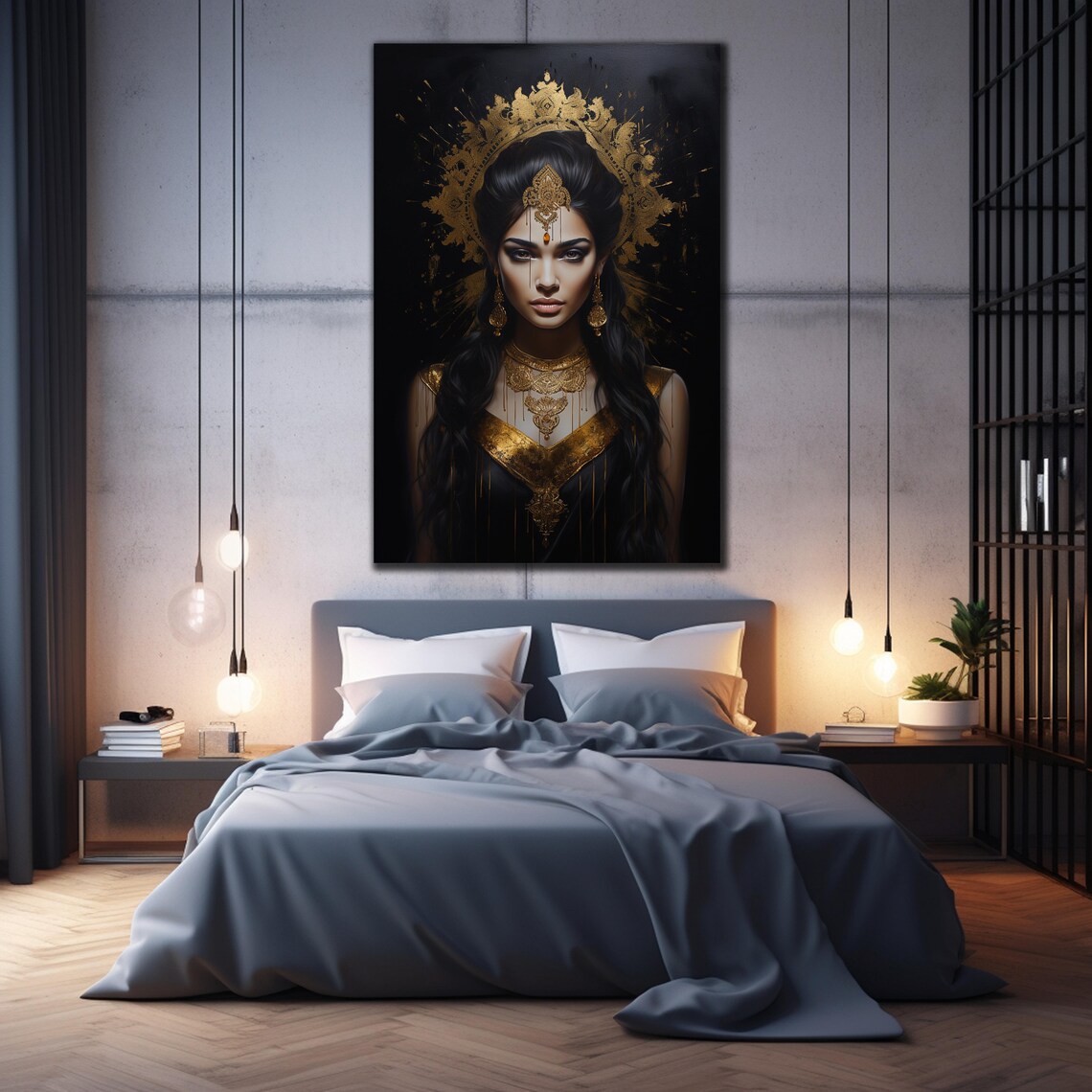 Divine Goddess Black Gold Indian Jewelry Sacred Feminine Art Poster - Image 2
