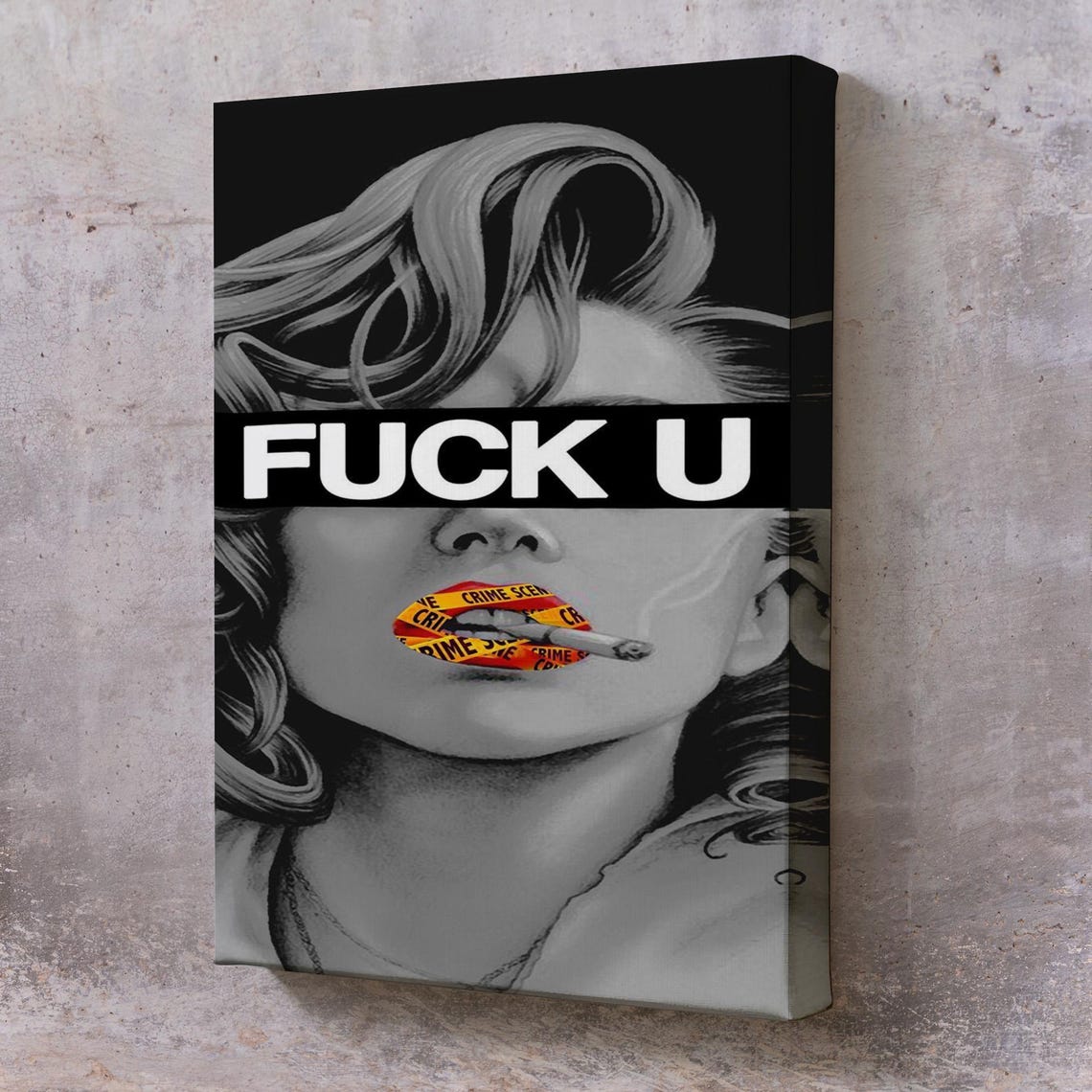 Defiant Pop Art Woman Portrait Bold Statement Black White Wall Art
