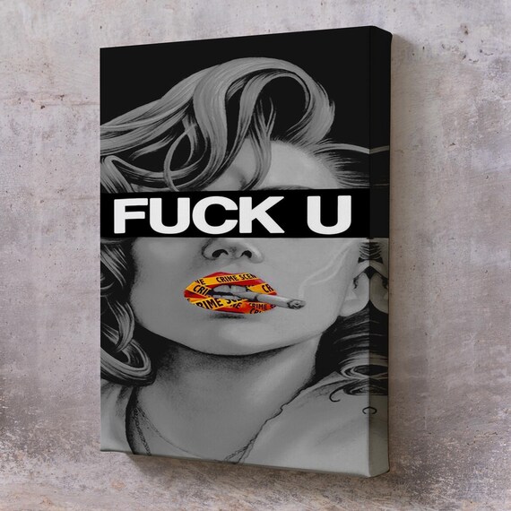 Defiant Pop Art Woman Portrait Bold Statement Black White Wall Art