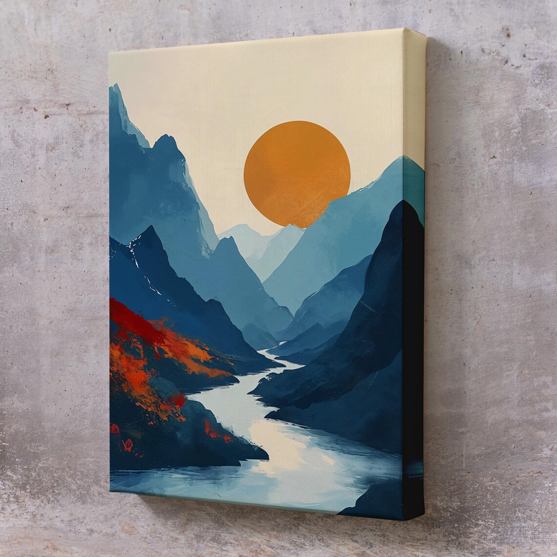 Sunset Between Mountains Landscape Art Print