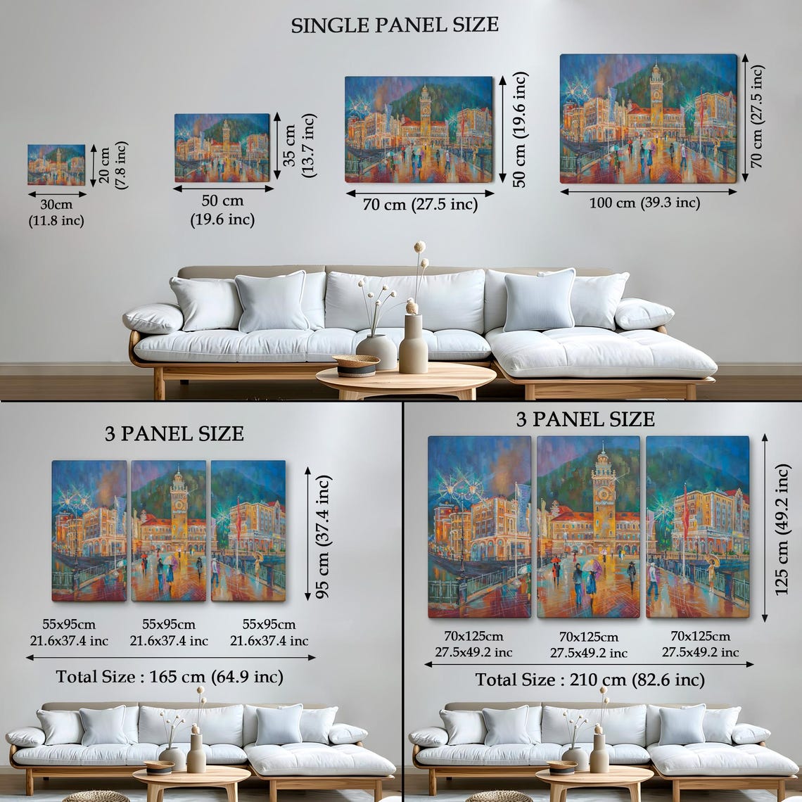 Rainy Evening Old Town Square Clock Tower Umbrella Lights Poster - Image 4