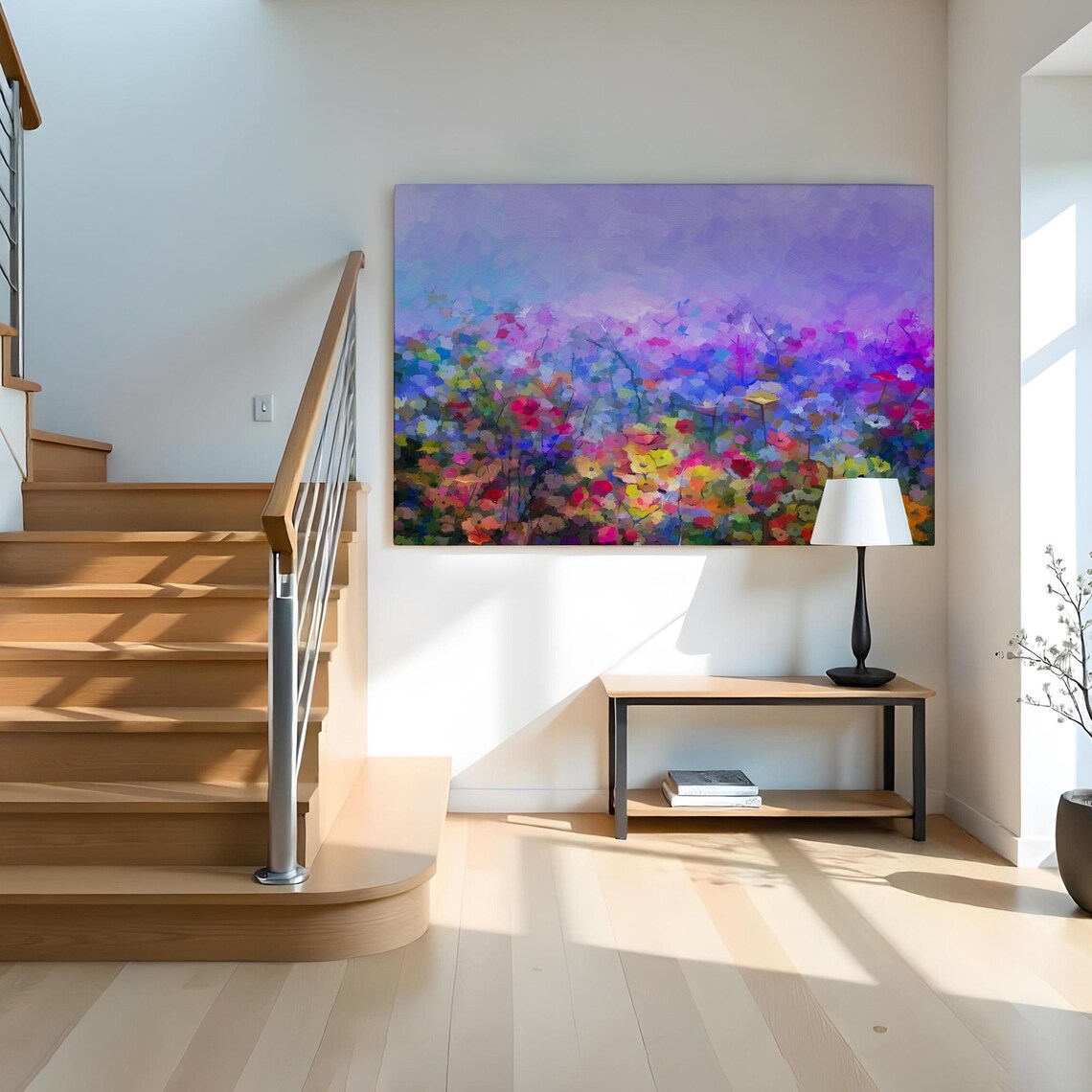 Wildflower Meadow Impressionist Purple Pink Bloom Floral Art Poster - Image 2