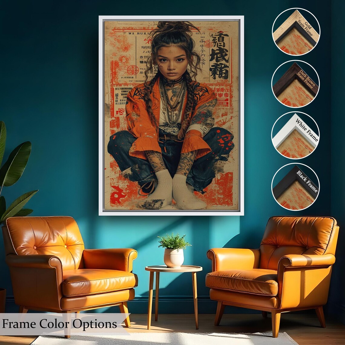 Japanese Streetwear Girl Tattooed Vintage Style Cool Art Print - Image 2