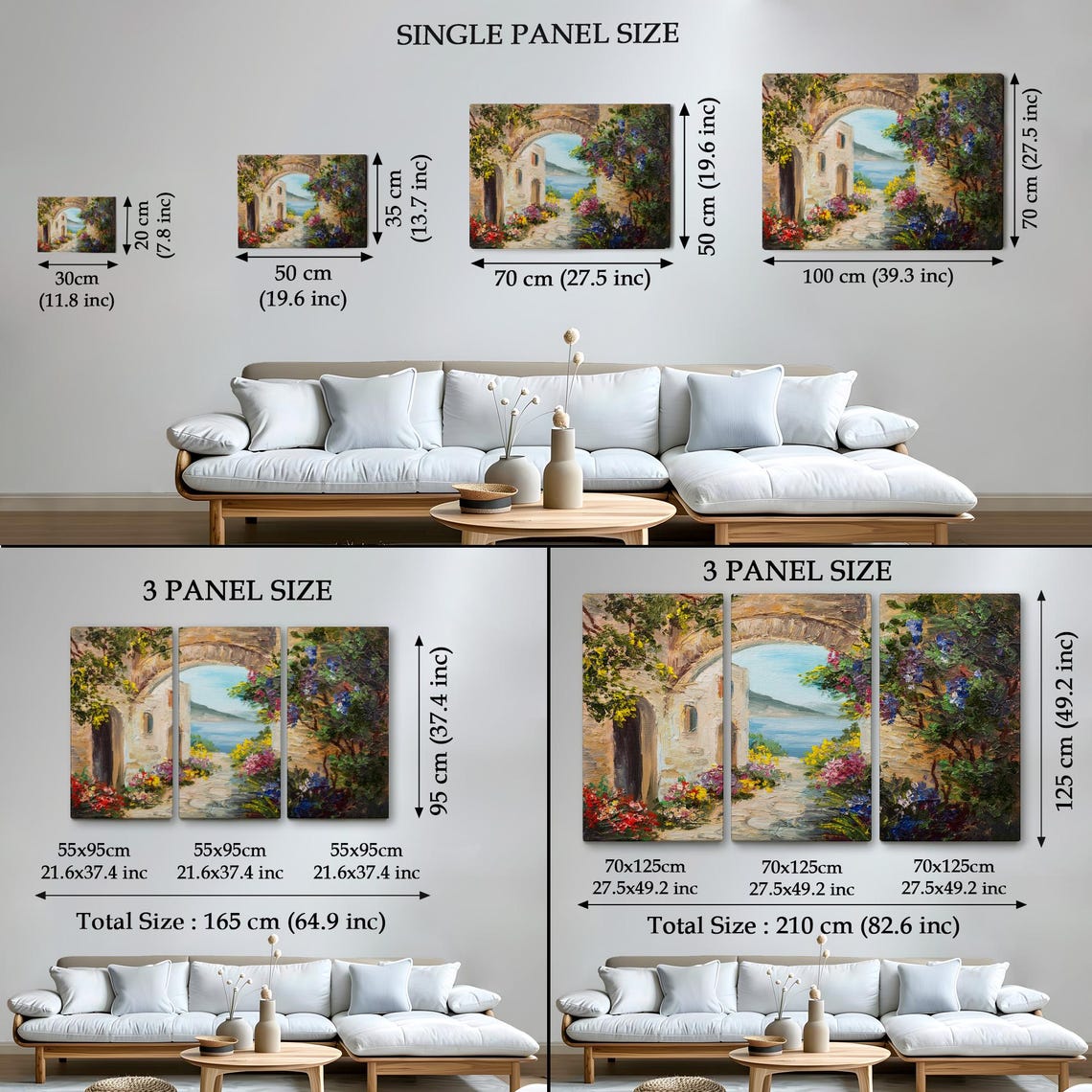 Mediterranean Stone Archway Flowering Vines Sea View Painting Poster - Image 4