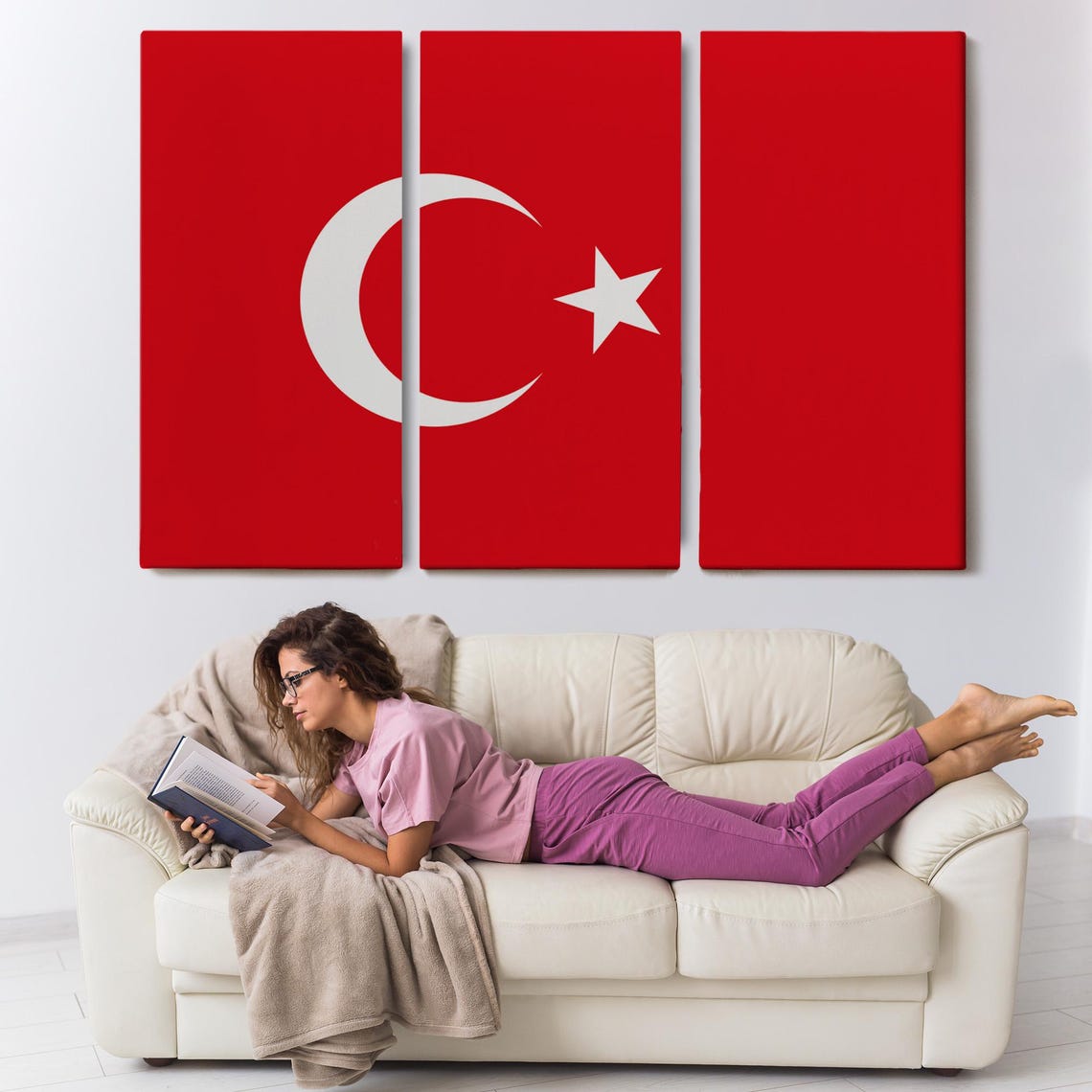 Turkish Flag Red Crescent Star Bold National Symbol Pride Wall Art - Image 3