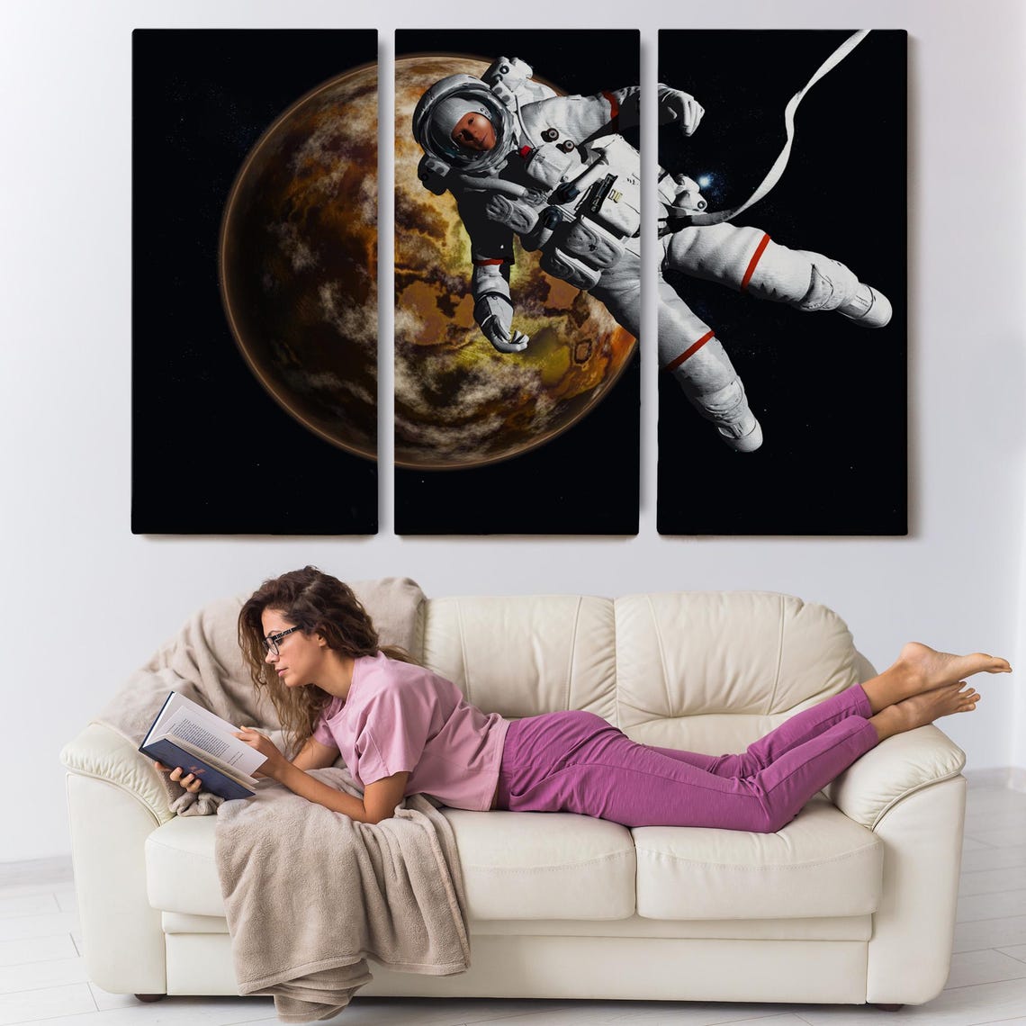 Astronaut Floating In Space Giant Planet Outer Universe Sci Fi Poster - Image 3