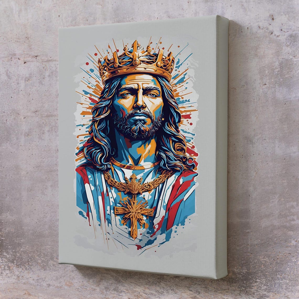 Jesus Christ Crown Pop Art Colorful Christian Faith Wall Poster