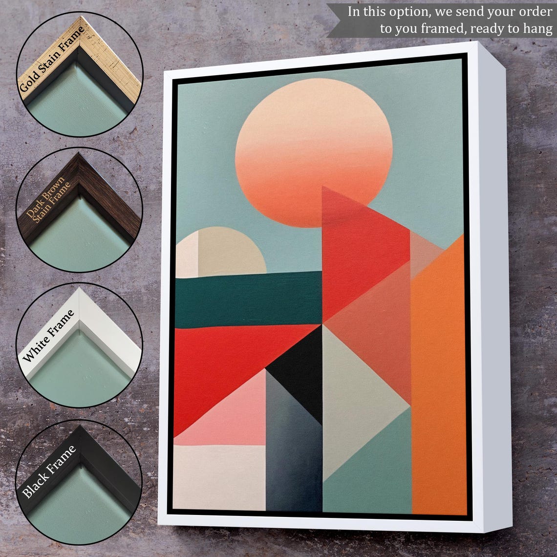 Geometric Sunset Abstract Mid Century Color Block Modern Art Poster - Image 3