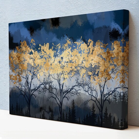Midnight Forest Landscape Oil Painting Look Decorative Art Abstract Modern Wall Decor Housewarming Gifts Abstract Wall Art