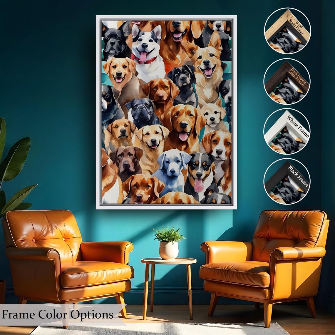 Happy Dogs Collage Multi Breed Watercolor Pet Lover Art Poster - Image 2