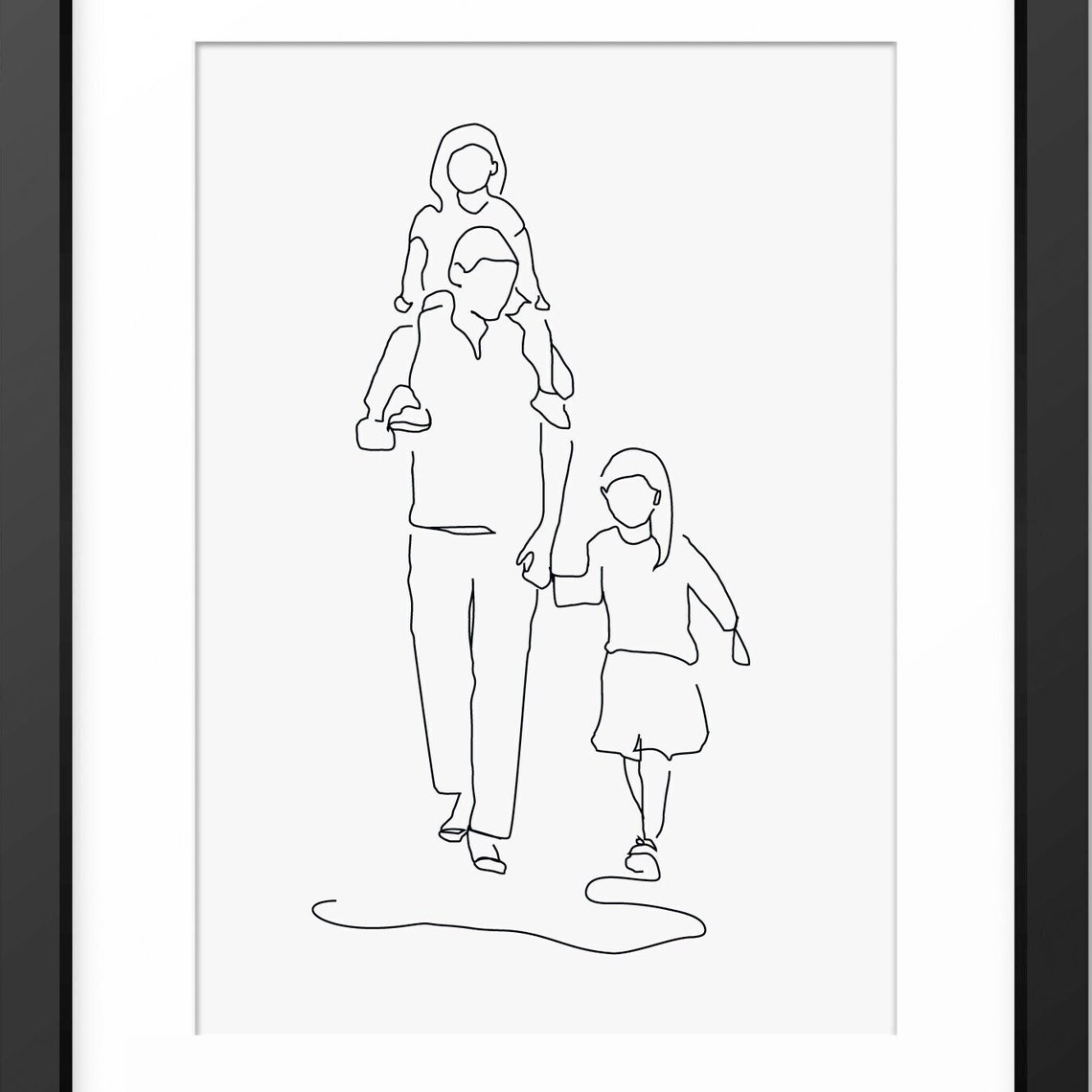 Family Line Art Family Drawing Family Wall Art Family Gift Line Art Line Drawing Gift For Dad Fathers Day Gift Family Print