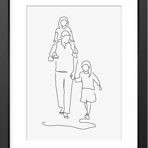 Family Line Art Family Drawing Family Wall Art Family Gift Line Art Line Drawing Gift For Dad Fathers Day Gift Family Print