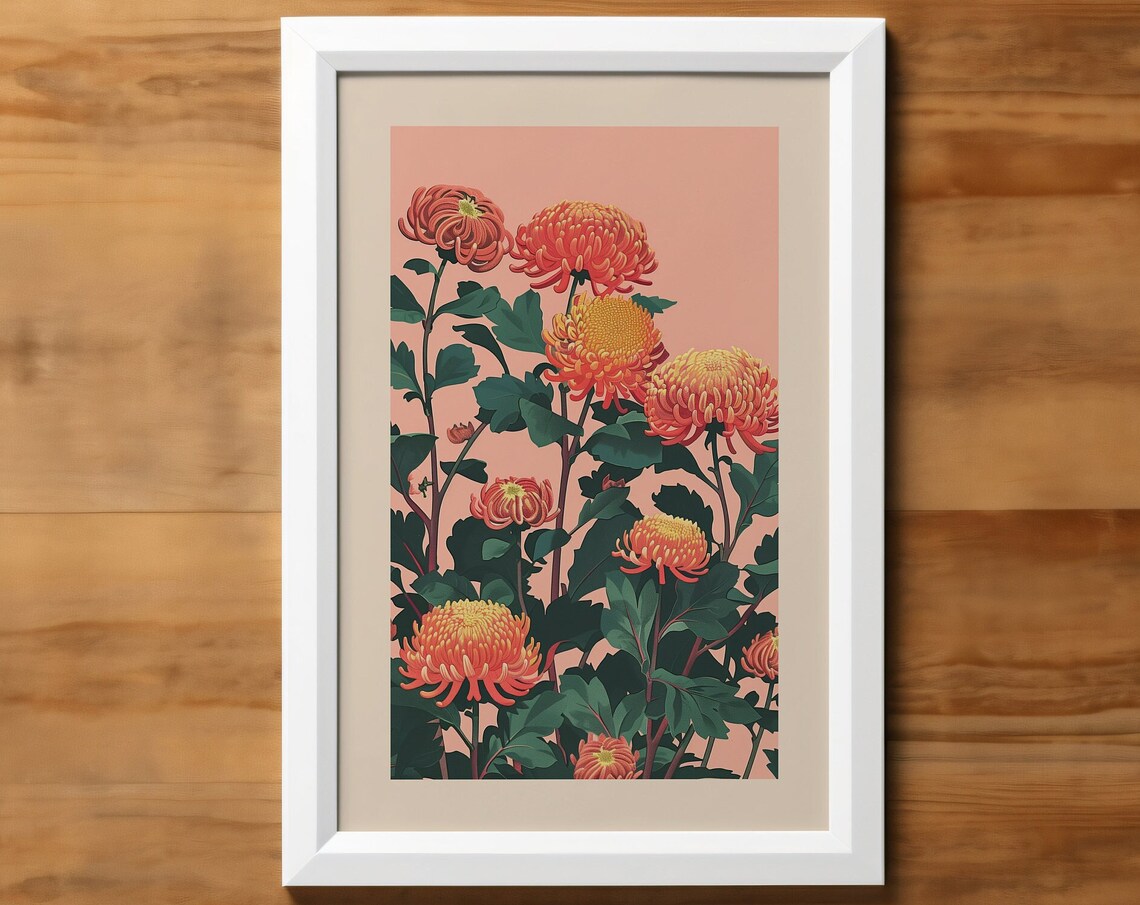 November Chrysanthemum Birth Flower Art Print