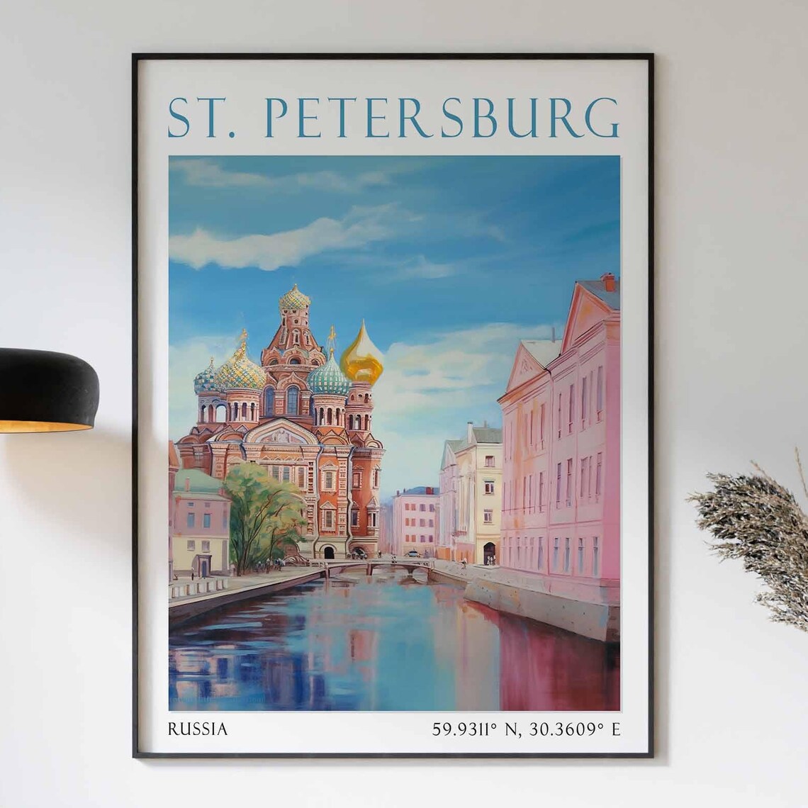St Petersburg Russia Onion Dome Church Canal Reflection Poster