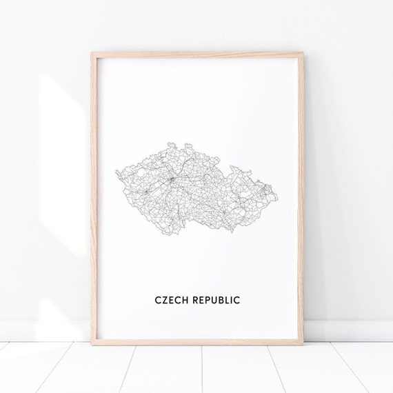 Czech Republic Map Print Art Poster Country Black White Modern Wall Home Office Decor
