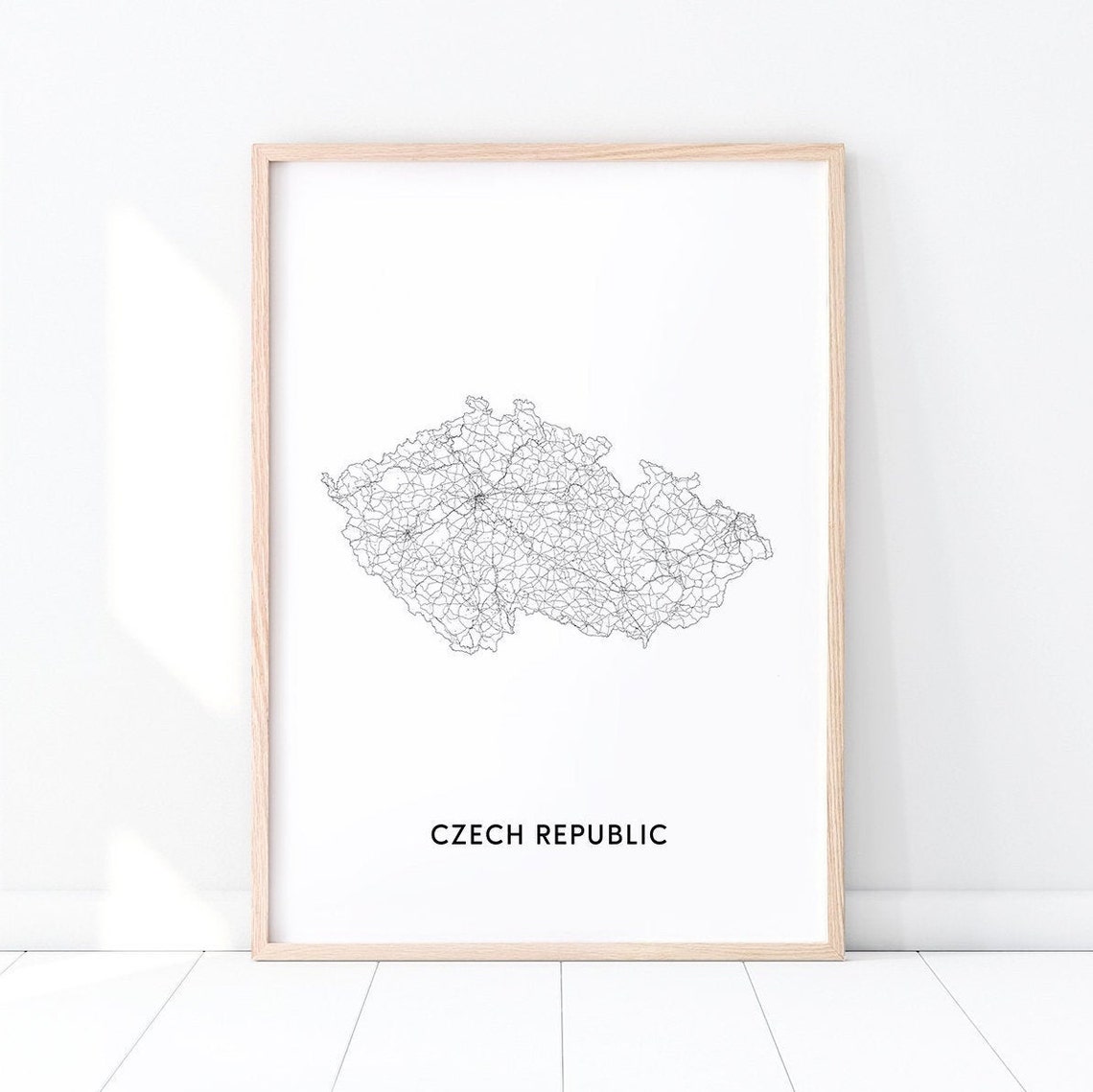 Czech Republic Map Print Art Poster Country Black White Modern Wall Home Office Decor