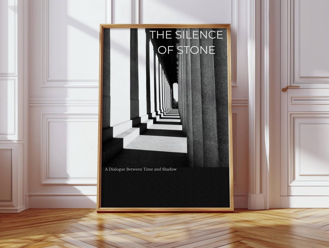 The Silence of Stone Black and White Colonnade Architecture Poster