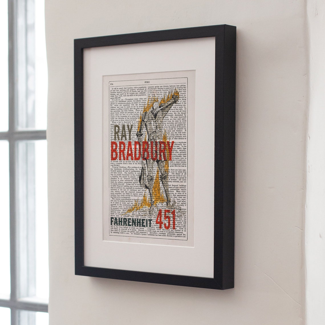 Ray Bradbury Fahrenheit 451 Flaming Fireman Dictionary Page Art Poster - Image 4