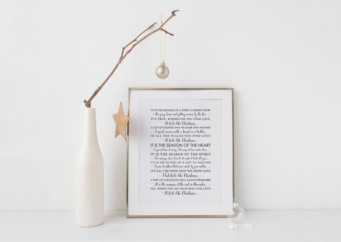 It Feels Like Christmas Song Lyrics Typography Christmas Poster - Image 5