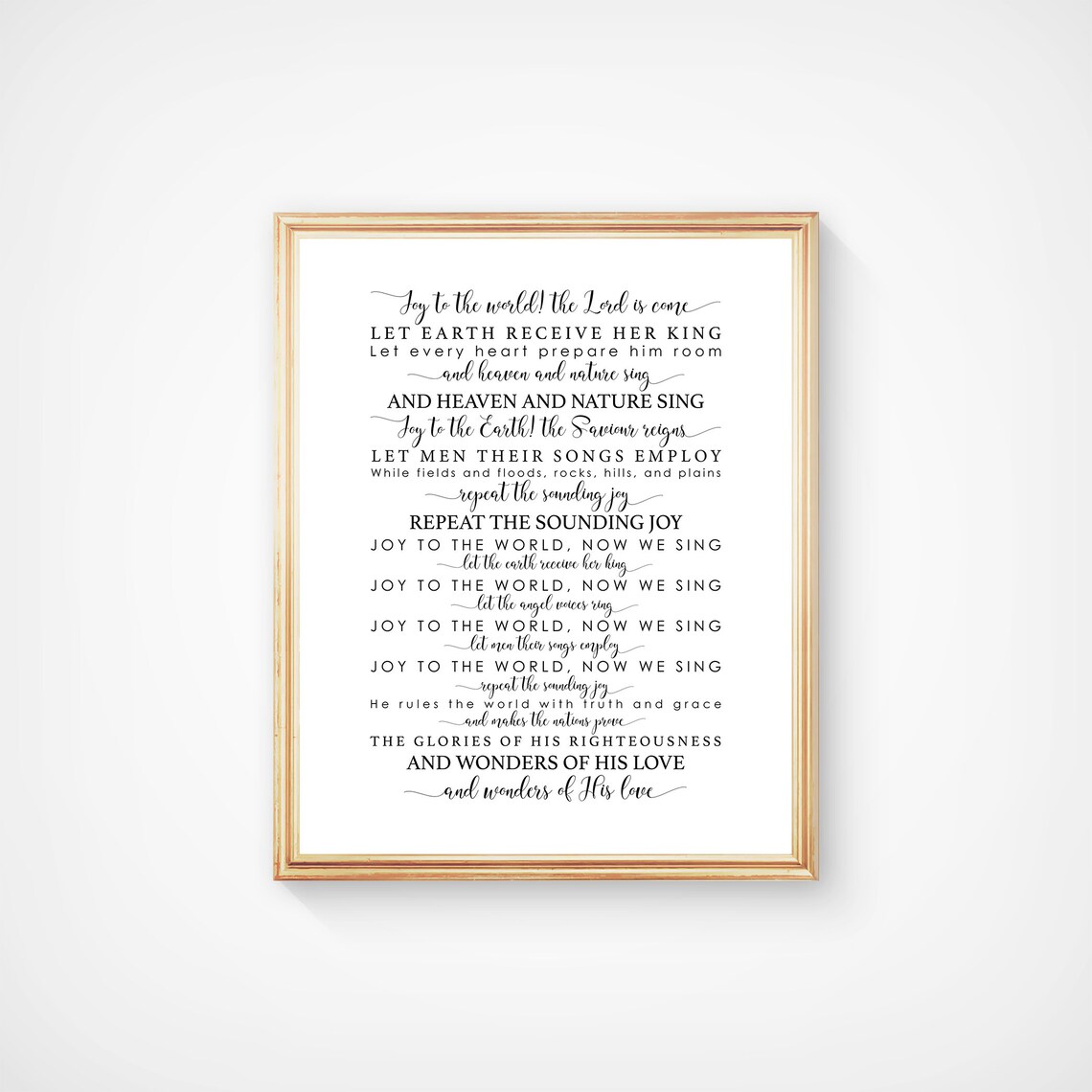 Joy to the World Christmas Carol Song Lyrics Typography Wall Art - Image 3