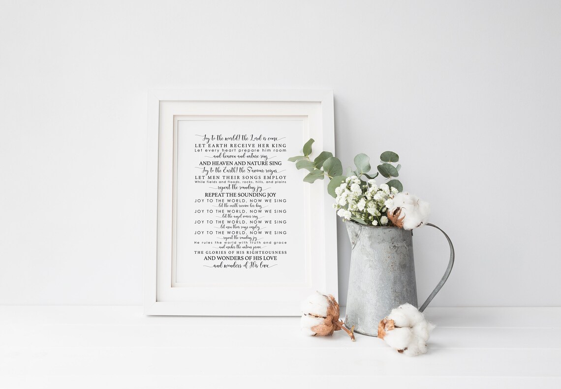 Joy to the World Christmas Carol Song Lyrics Typography Wall Art - Image 4