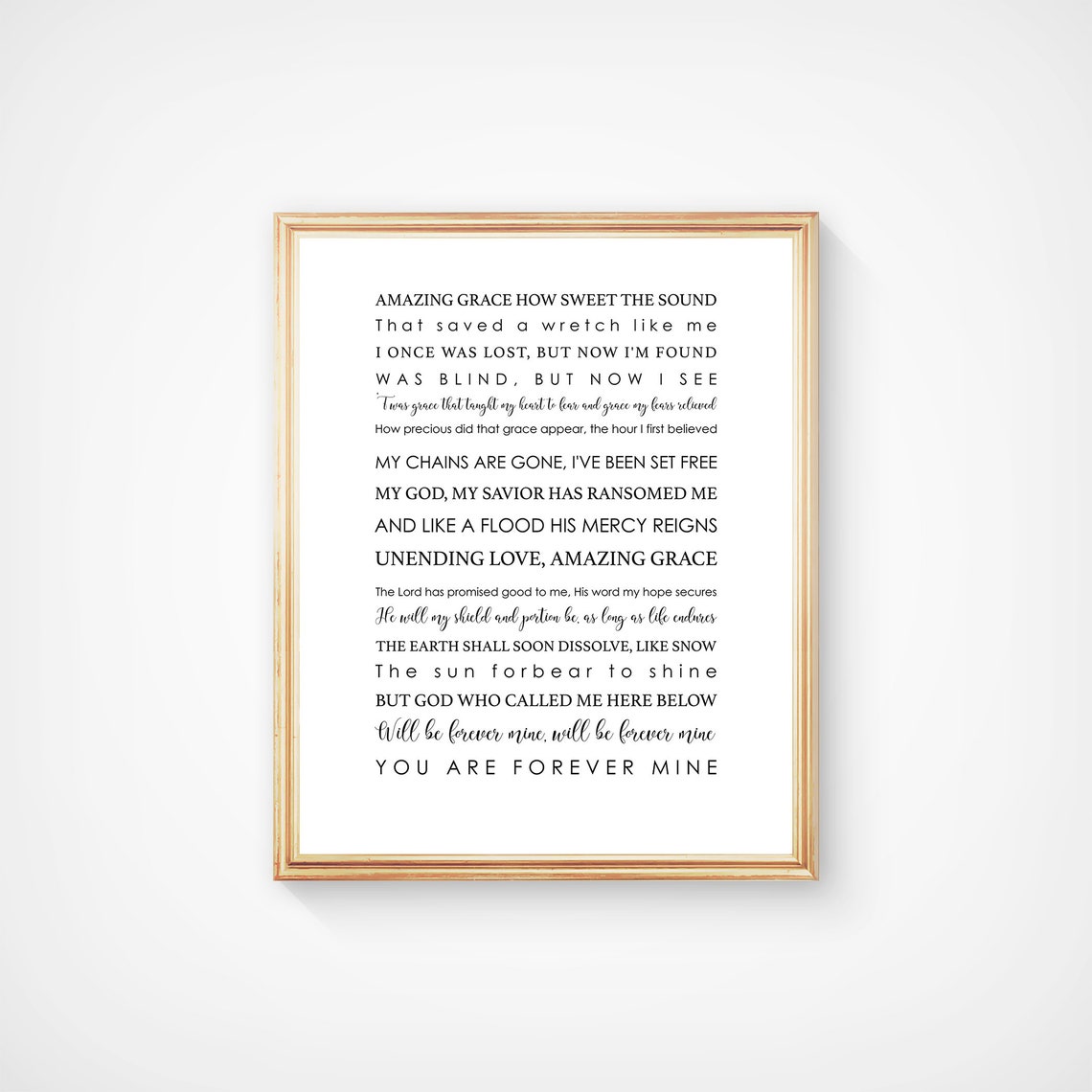 Amazing Grace Hymn Lyrics Typography Faith Gift Keepsake Poster - Image 6