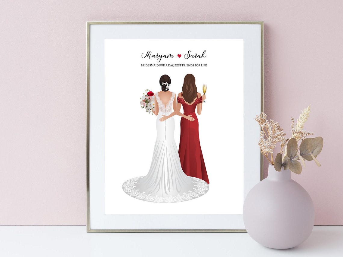 Bridesmaid For A Day Best Friends For Life Custom Wedding Poster - Image 6