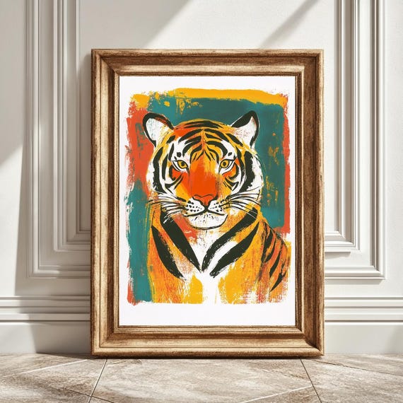 Matisse Inspired Tiger Art Print, Modern Decor