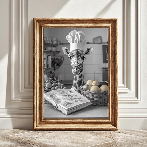 Giraffe Chef Hat Kitchen Wall Decor, Gift