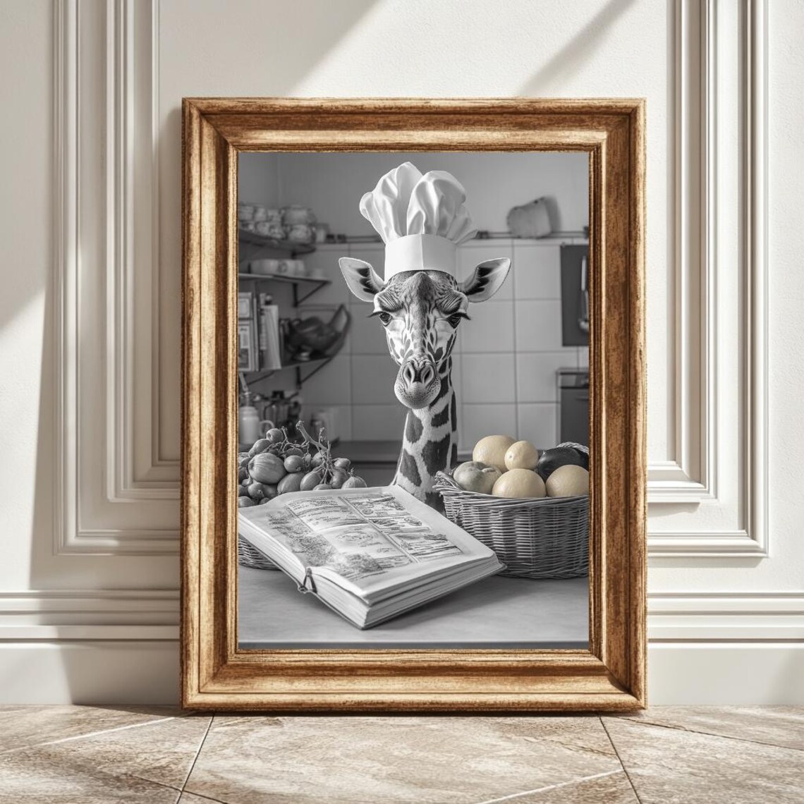 Giraffe Chef Hat Kitchen Wall Decor, Gift