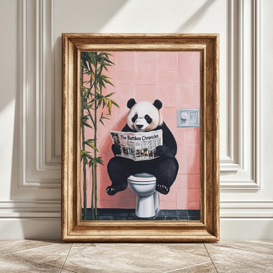 Panda Toilet Bathroom Decor, Cute Animal Art Print