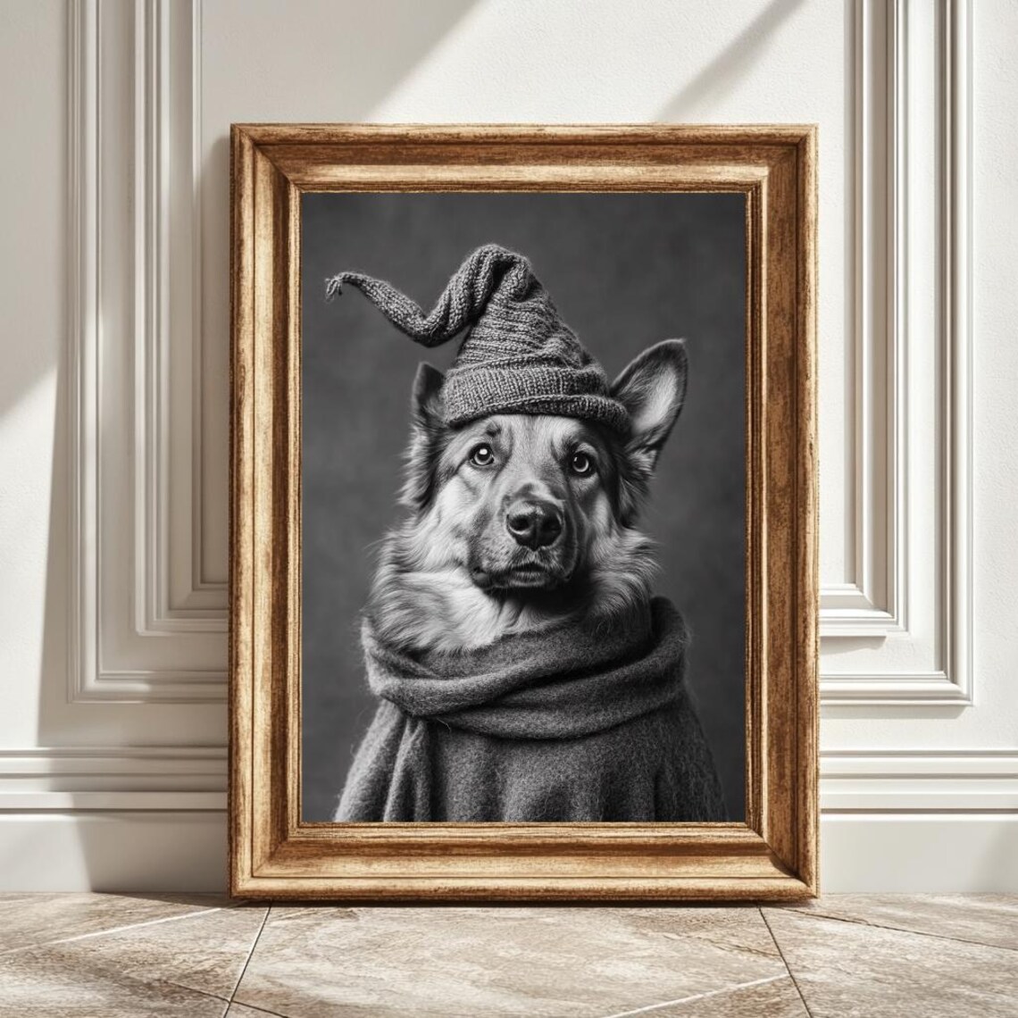 German Shephard Wizard Hat Fantasy Art Print