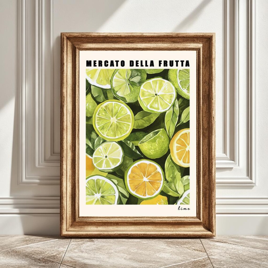Limes Art Print, Kitchen Fruit Illustration