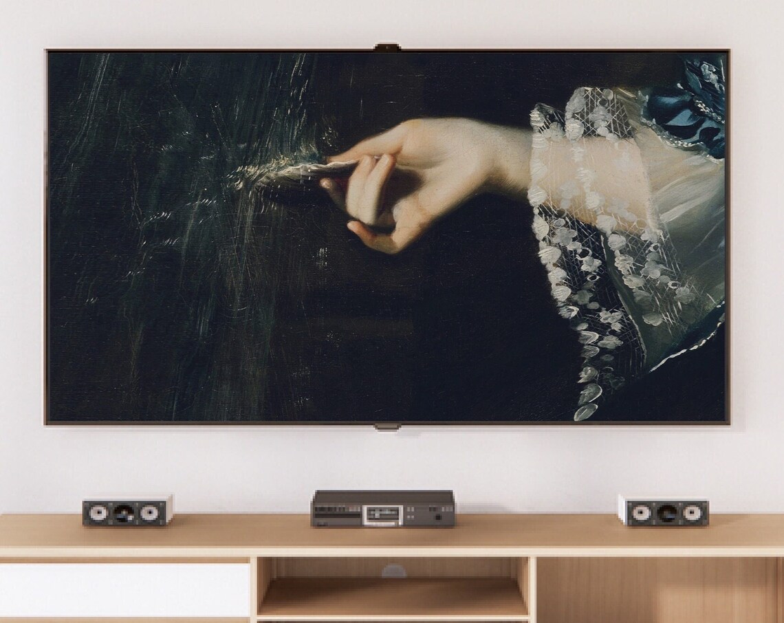 Elegant Lady Lace Cuff Hand Moody Vintage Oil Painting Poster