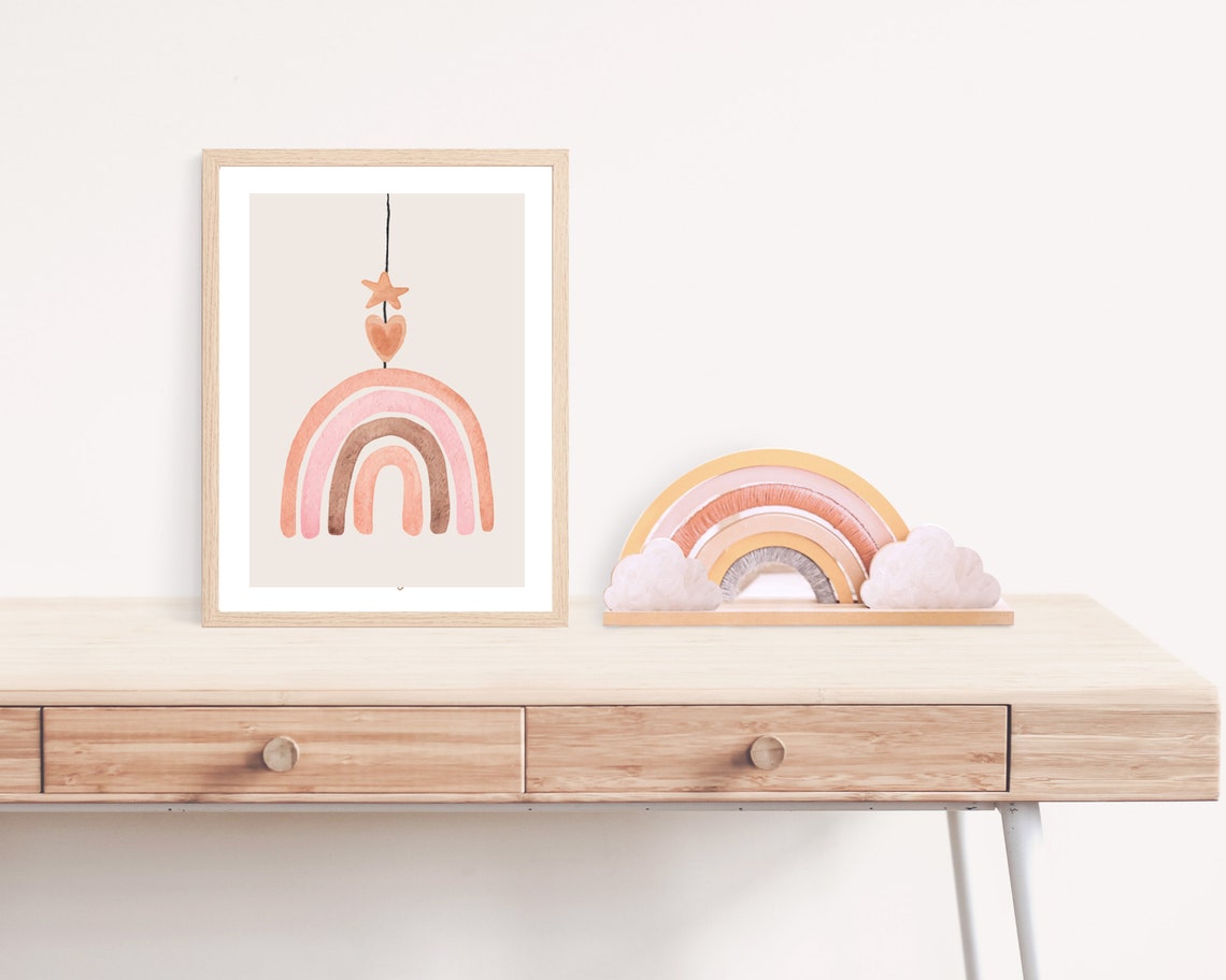 Boho Minimalist Rainbow Nursery Wall Art Print - Image 2