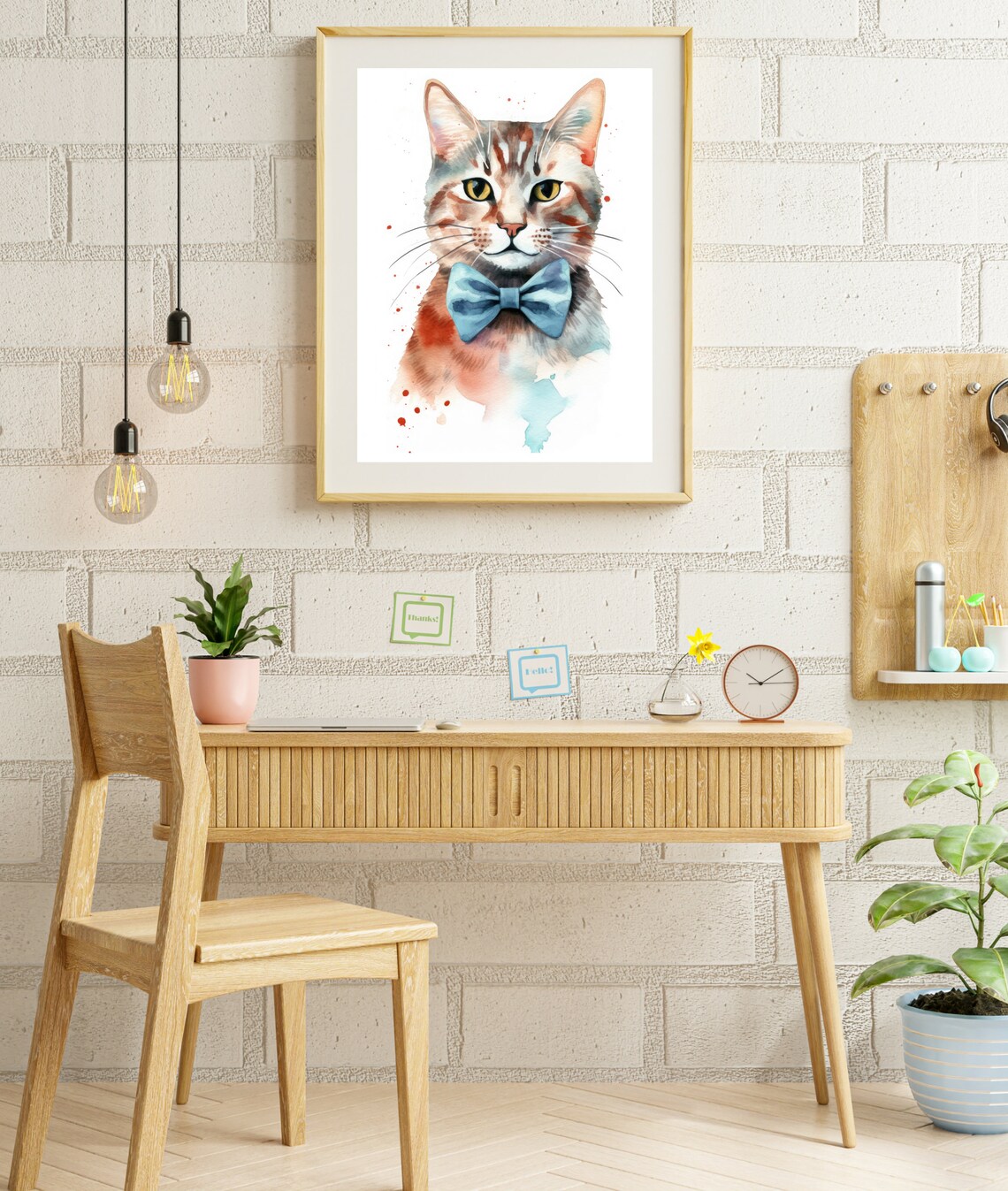 Bow Tie Cat Print, Watercolor Funny Cat Art - Image 2