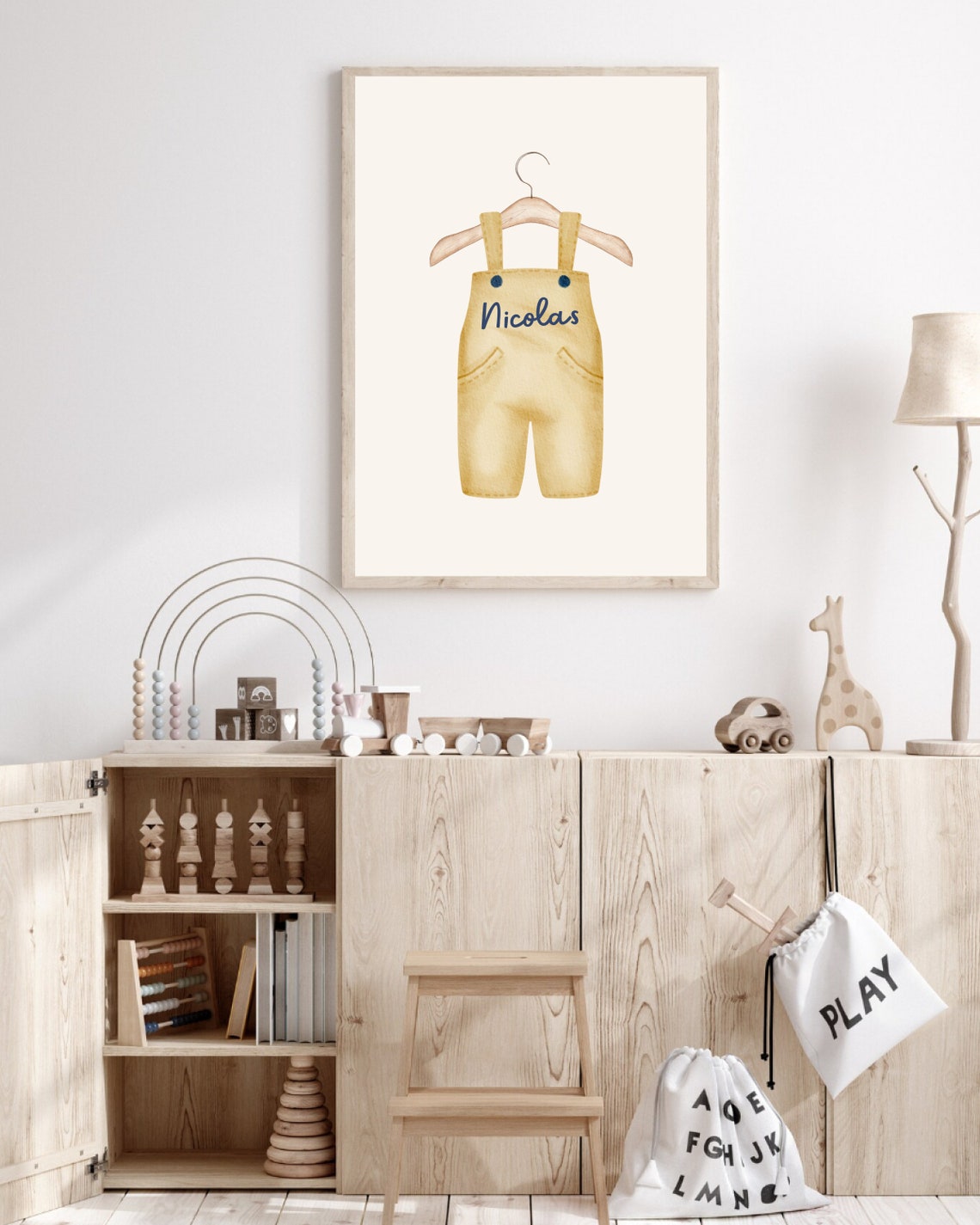 Boho Watercolor Personalized Name Sign Nursery Art Print - Image 3