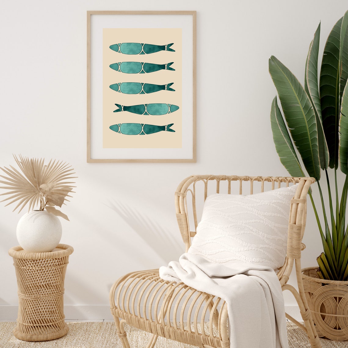 Portugal Sardine Print Portuguese Sardine Wall Art Green Sardine Art Portuguese Decor Print Portugal Tile Art Modern Kitchen Art Print - Image 3