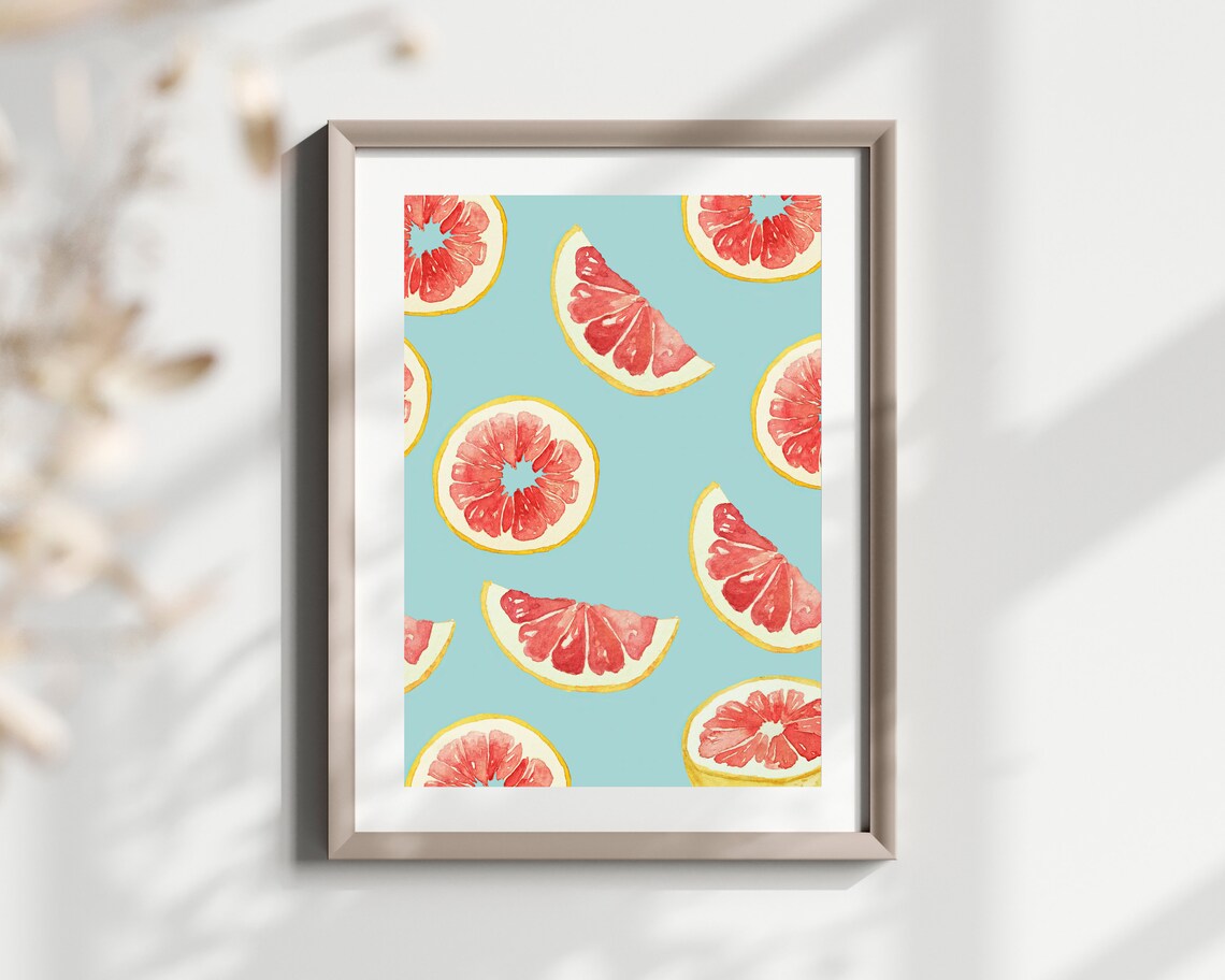 Grapefruit Print Citrus Print Watercolor Grapefruit Art Kitchen Print Watercolor Fruit Art Modern Fruit Print Citrus Kitchen Art - Image 2
